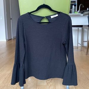 Black Flared Long Sleeve Top